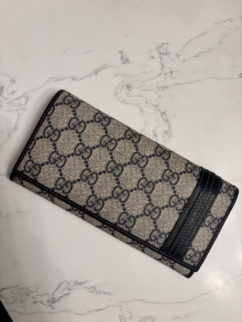 Gucci Beige and Black GG Monogram Long Wallet